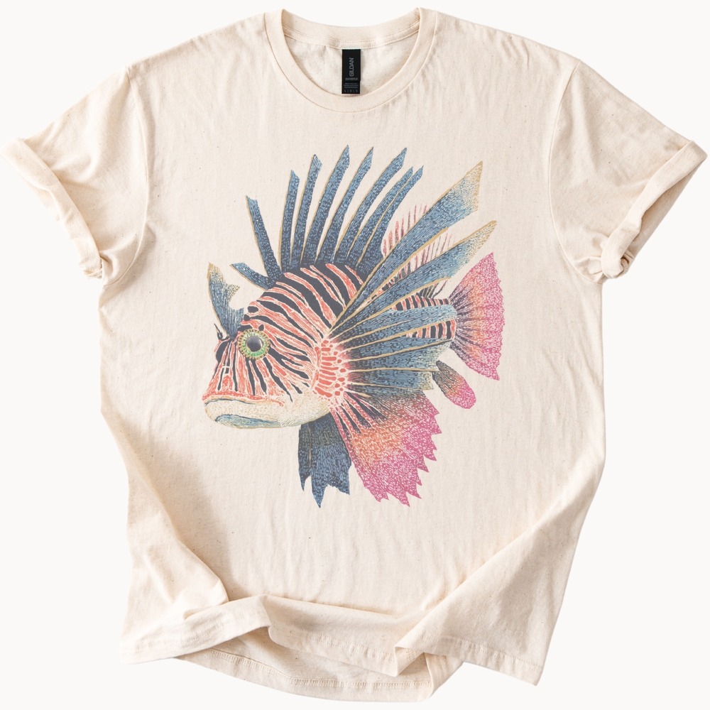 Colorful Lionfish Graphic Tee Ocean Sea Creature Art